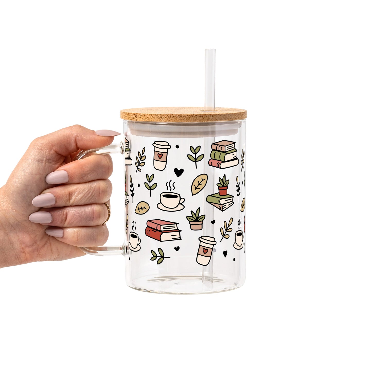 Bookish Book Lover Glass Cup, Mug & Tumbler with Lid and Straw