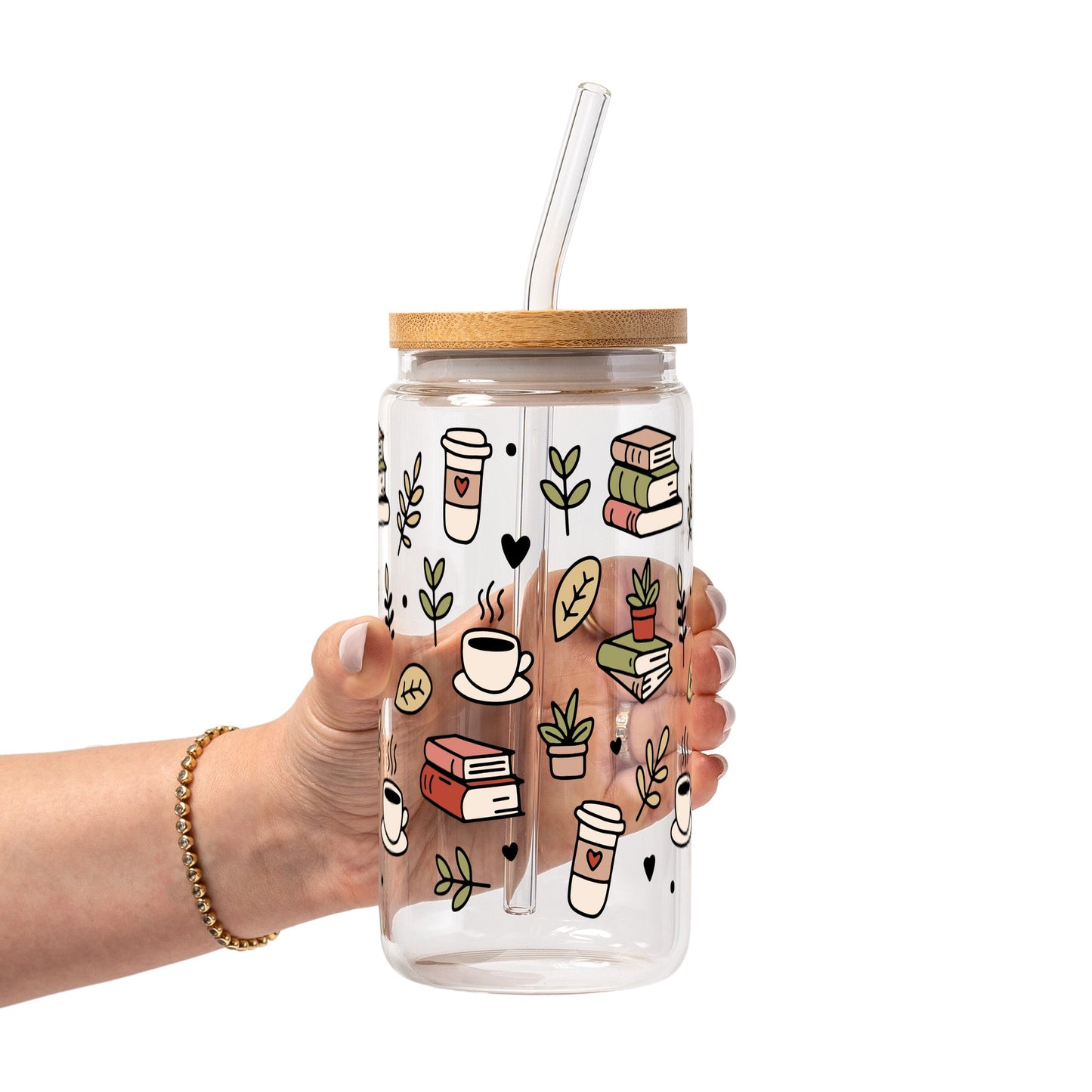 Bookish Book Lover Glass Cup, Mug & Tumbler with Lid and Straw