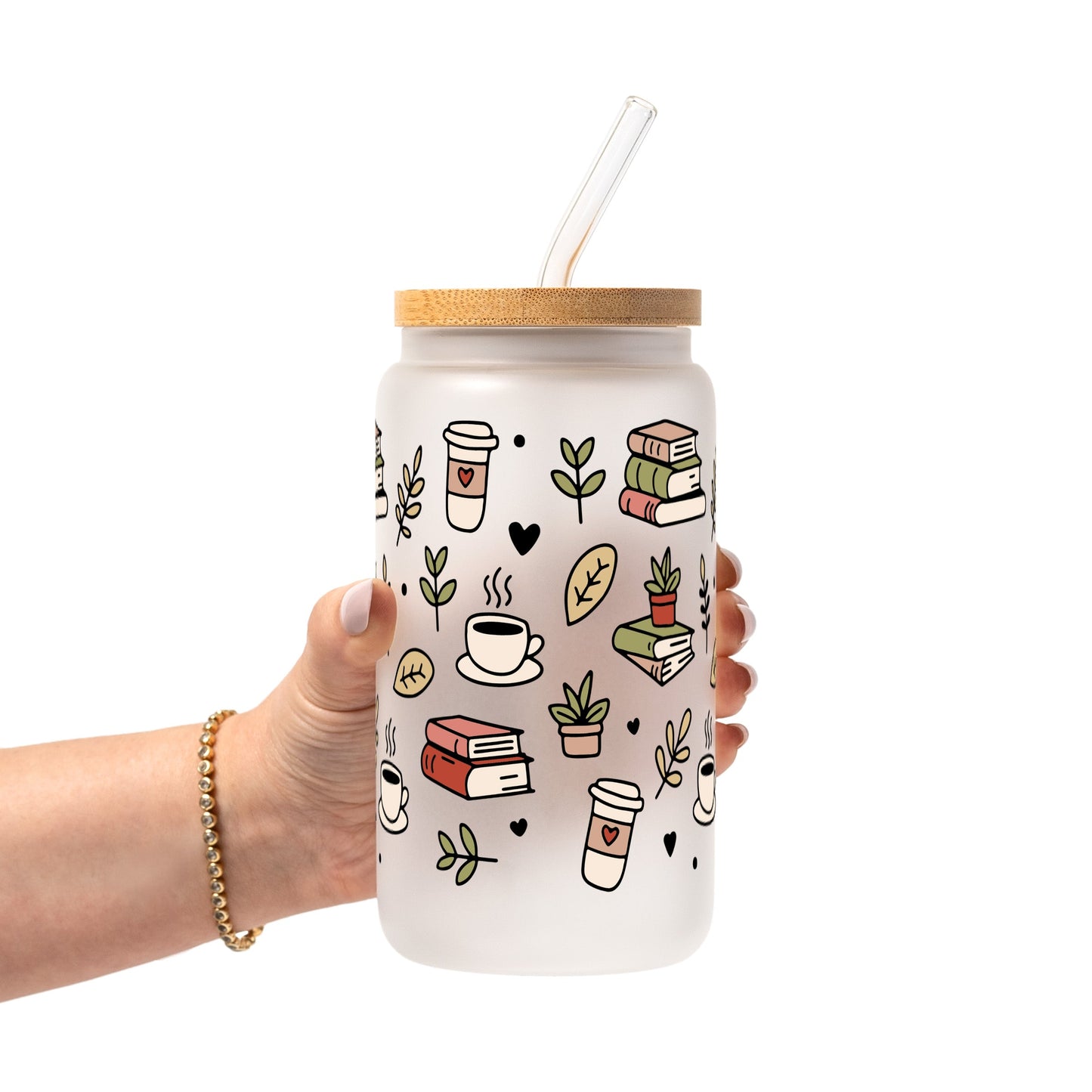 Bookish Book Lover Glass Cup, Mug & Tumbler with Lid and Straw