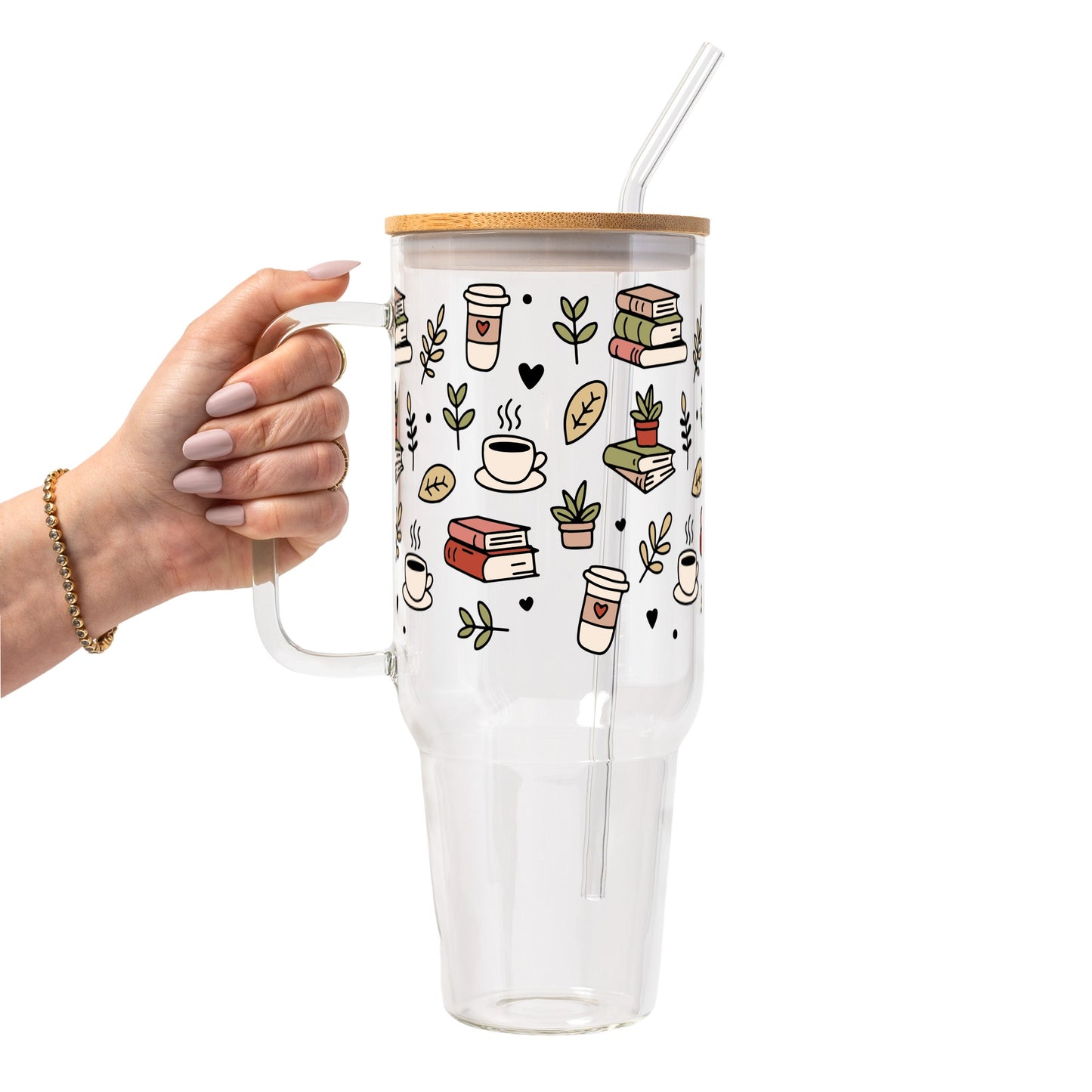 Bookish Book Lover Glass Cup, Mug & Tumbler with Lid and Straw