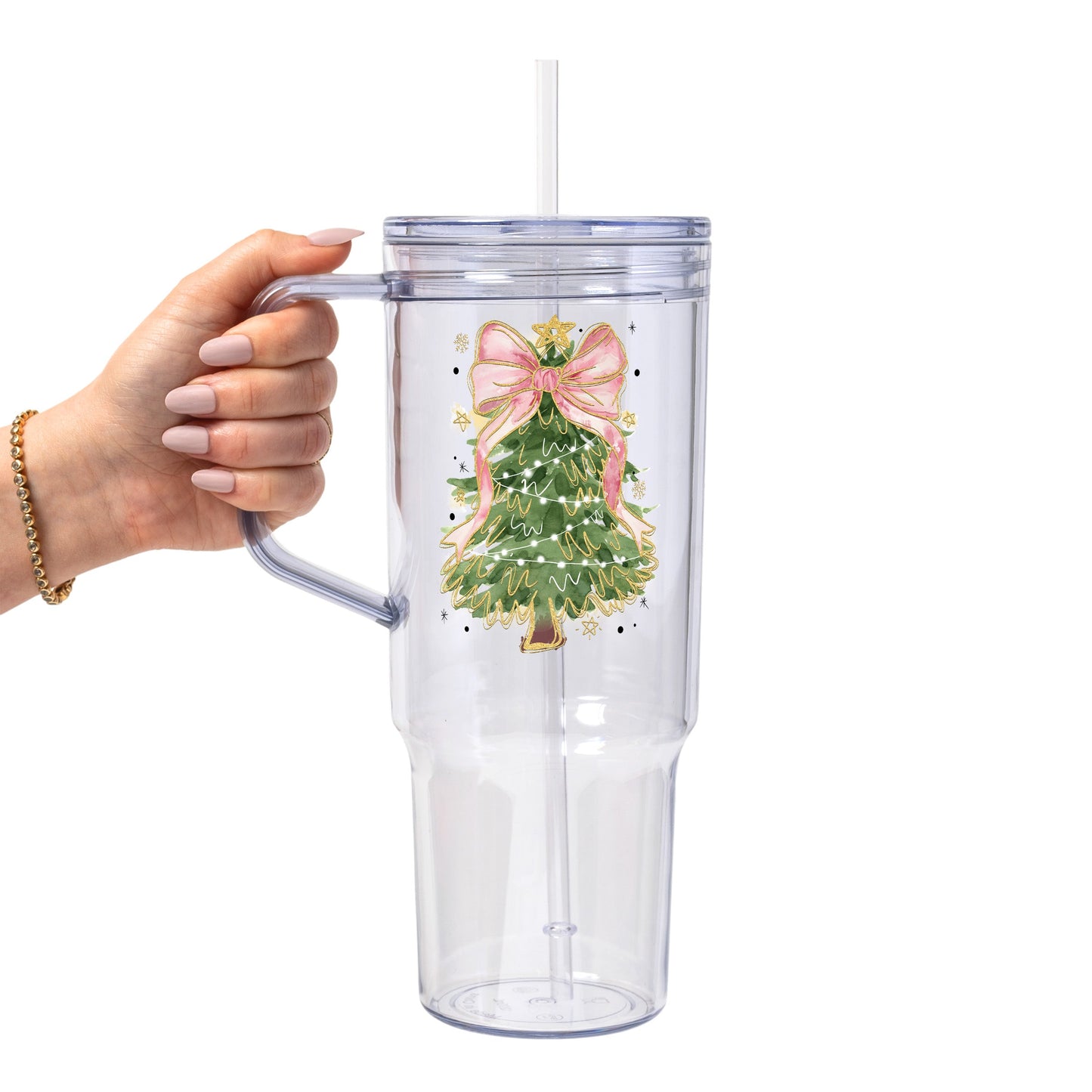 Cozy Christmas Trees Glass Cup, Mug & Tumbler with Lid and Straw