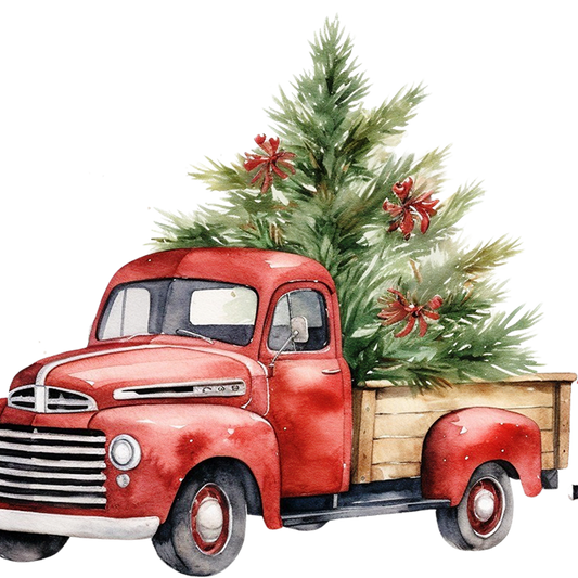Red Christmas Trucks Glass Cup, Mug & Tumbler with Lid and Straw