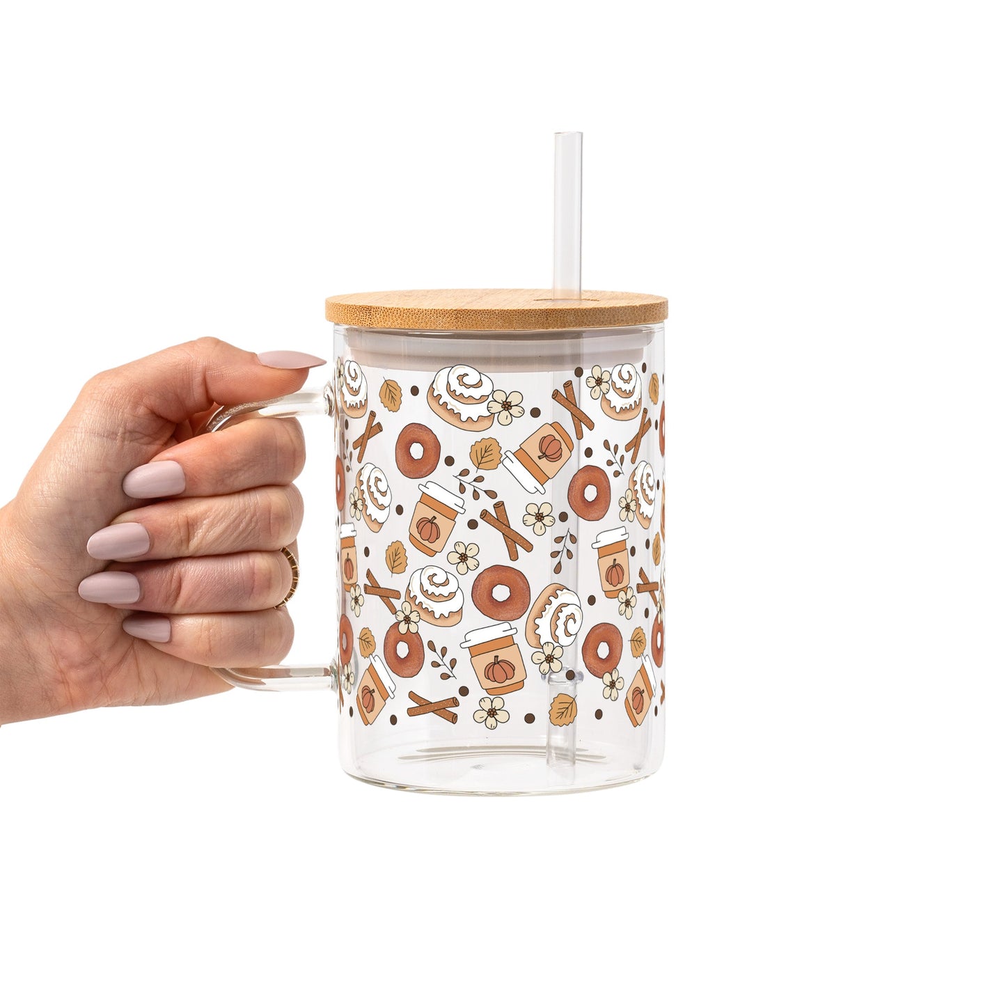 Pumpkin Spice Fall Glass Cup, Mug & Tumbler with Lid and Straw