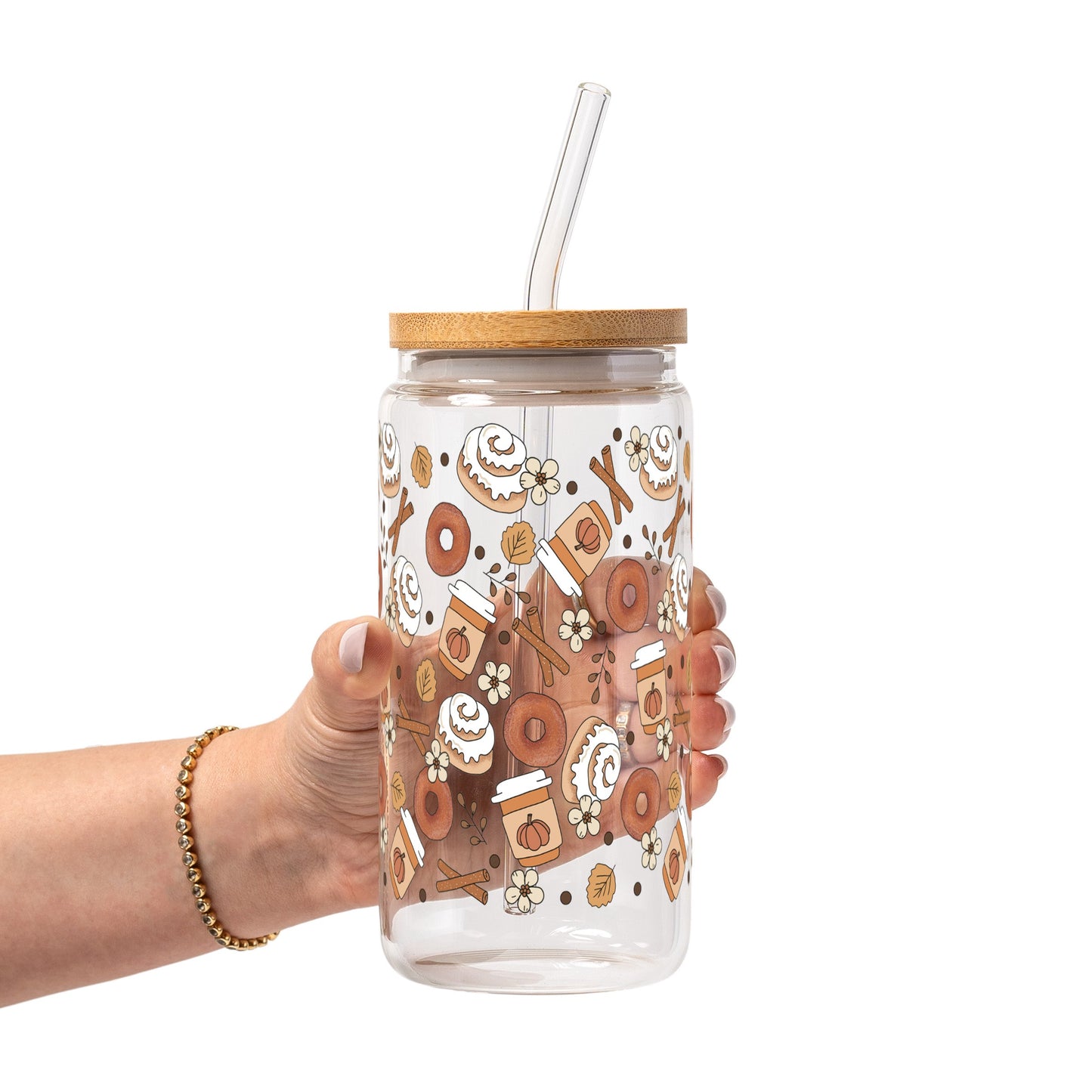 Pumpkin Spice Fall Glass Cup, Mug & Tumbler with Lid and Straw