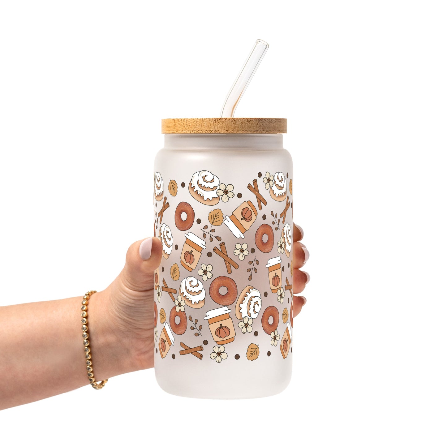 Pumpkin Spice Fall Glass Cup, Mug & Tumbler with Lid and Straw