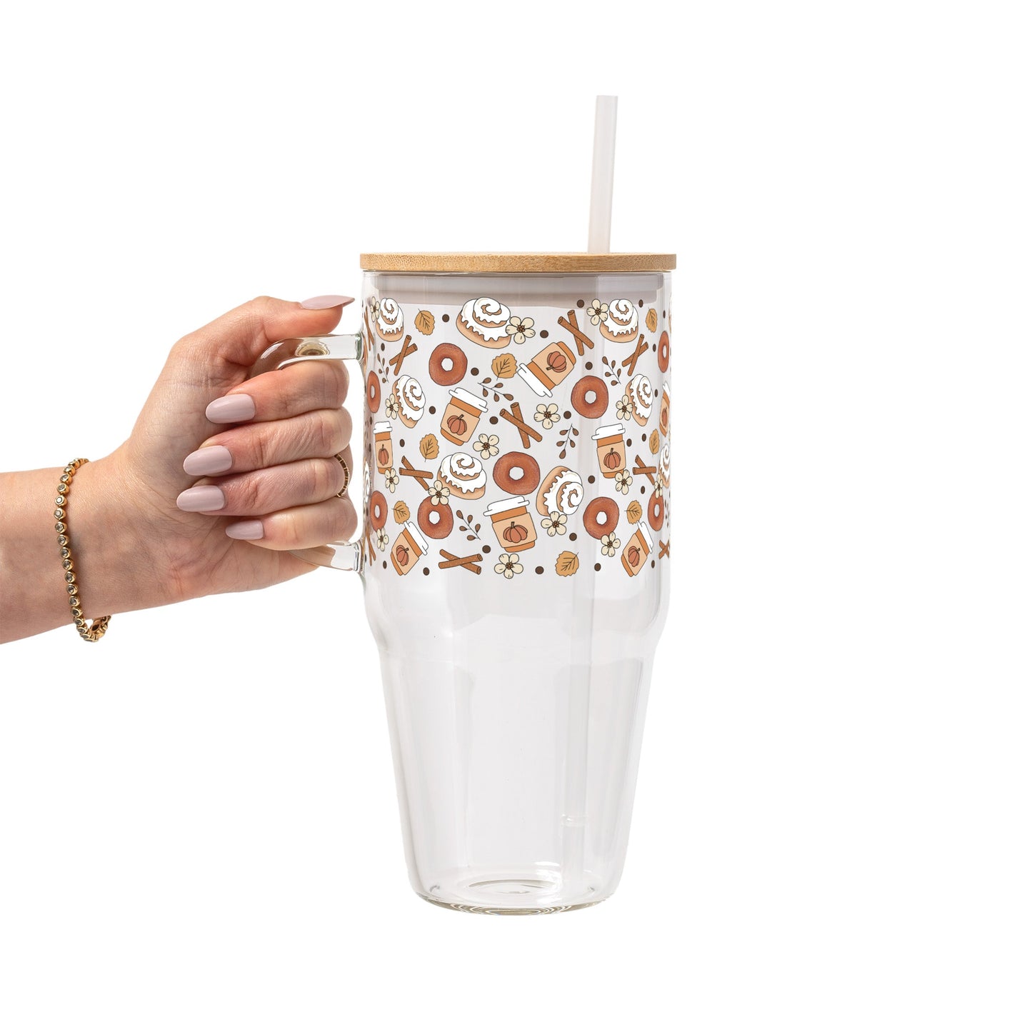 Pumpkin Spice Fall Glass Cup, Mug & Tumbler with Lid and Straw