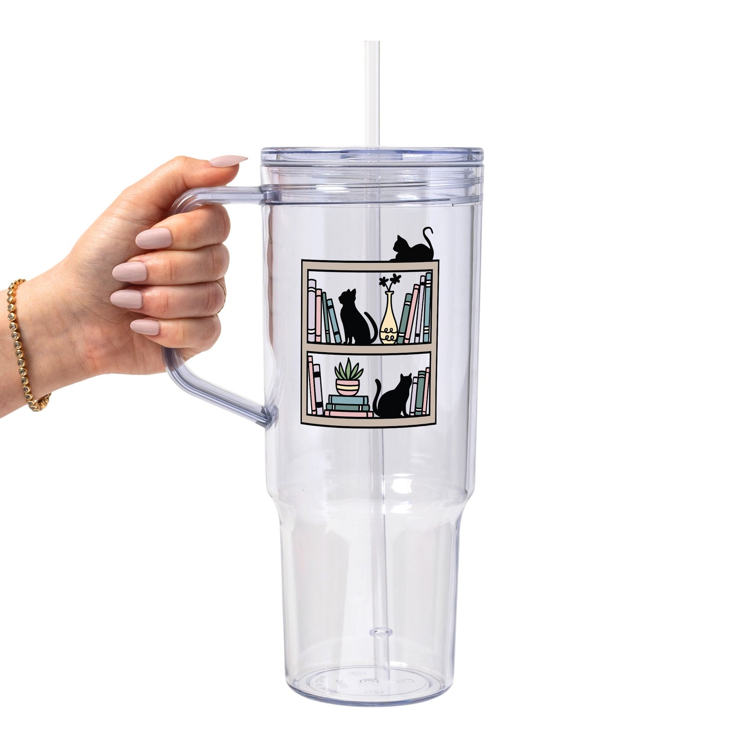 Shelf Cats Glass Cup, Mug & Tumbler with Lid and Straw