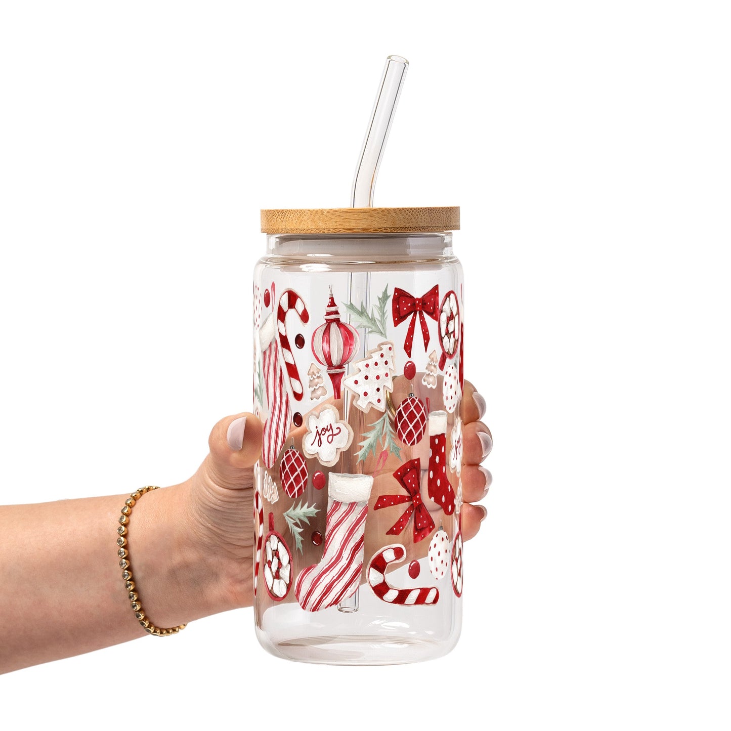 Cozy Christmas Glass Cup, Mug & Tumbler with Lid and Straw