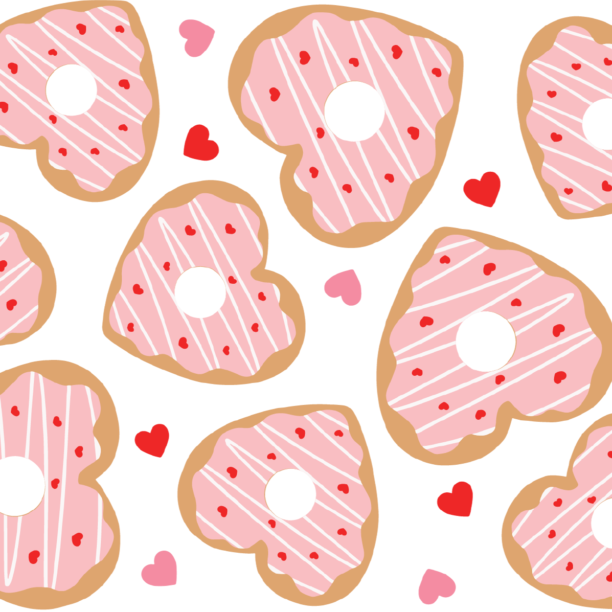 Valentine Donut Hearts Glass Cup, Mug & Tumbler with Lid and Straw