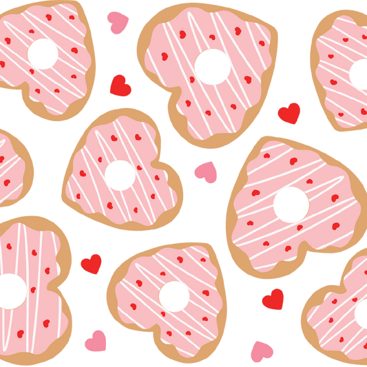Valentine Donut Hearts Glass Cup, Mug & Tumbler with Lid and Straw