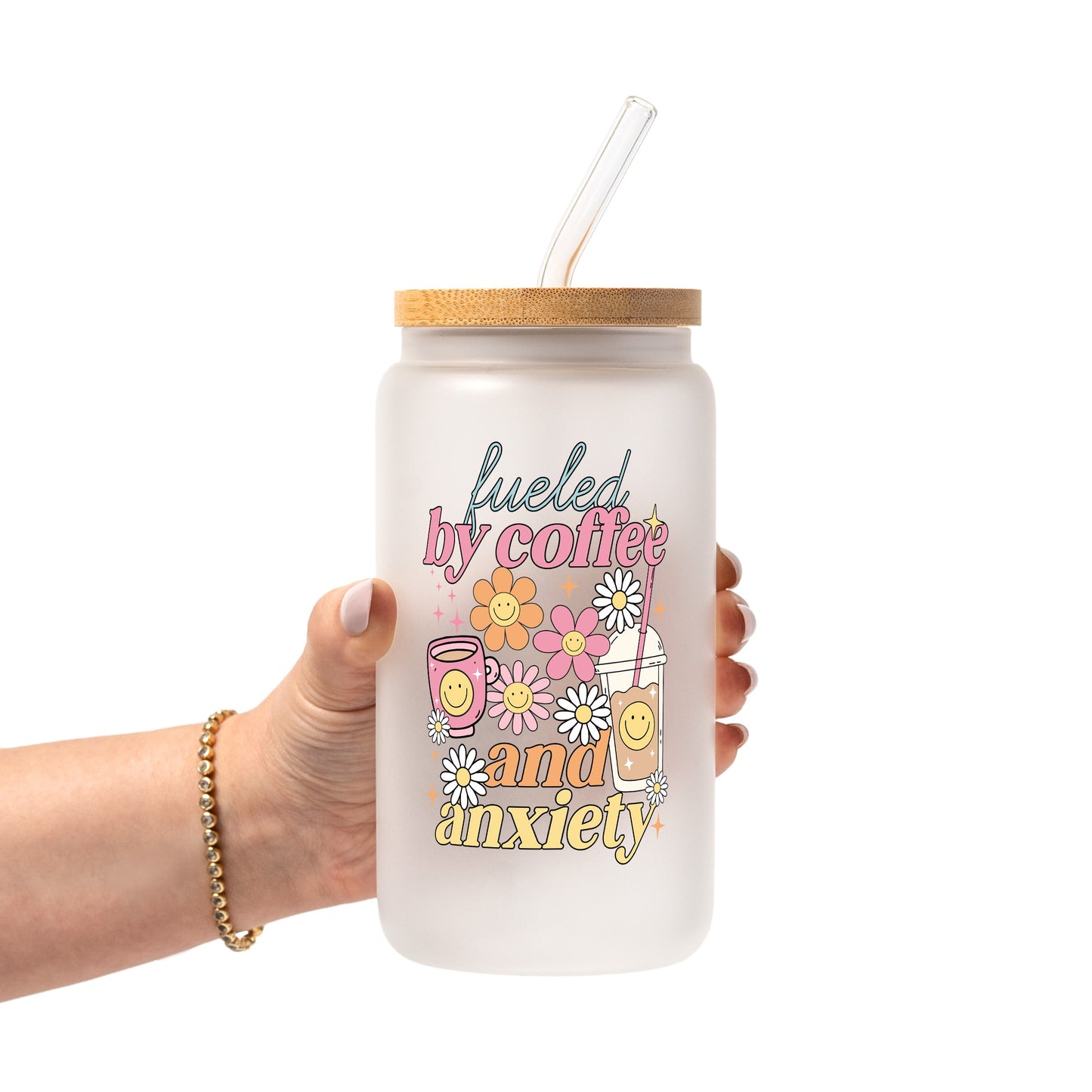 Iced Coffee Collection Glass Cup, Mug & Tumbler with Lid and Straw