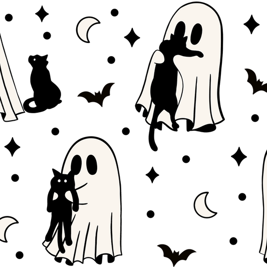 Ghost Holding Cats Glass Cup, Mug & Tumbler with Lid and Straw