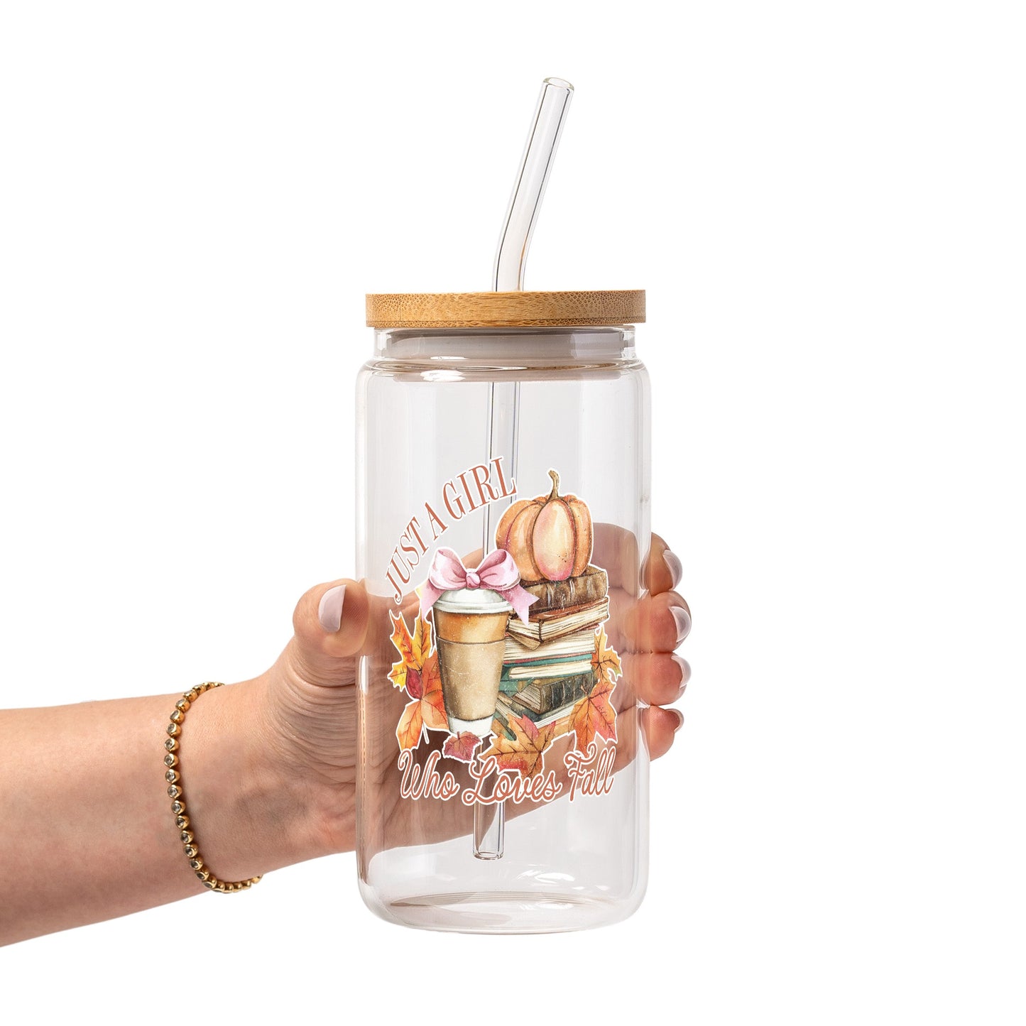 Pumpkin Spice Fall Glass Cup, Mug & Tumbler with Lid and Straw