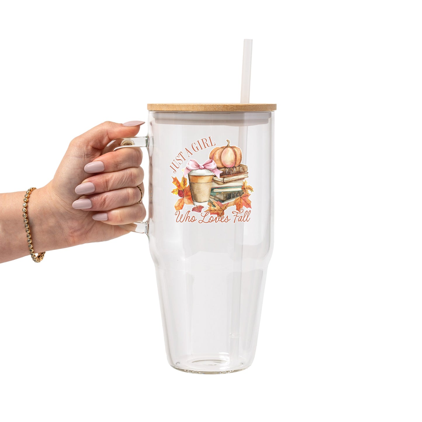 Pumpkin Spice Fall Glass Cup, Mug & Tumbler with Lid and Straw