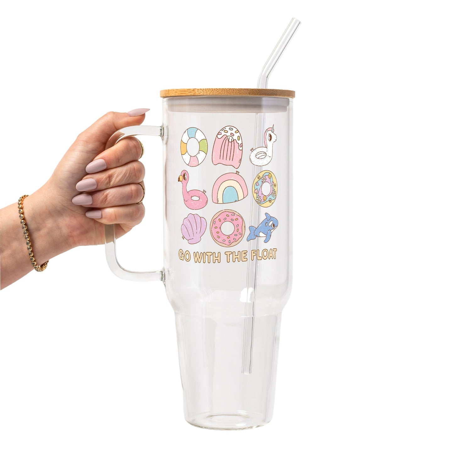 Go With the Float Glass Cup, Mug & Tumbler with Lid and Straw