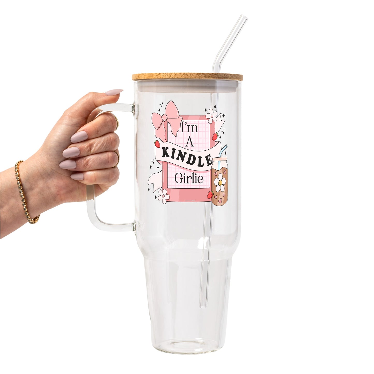 Bookish Reader Glass Cup, Mug & Tumbler with Lid and Straw