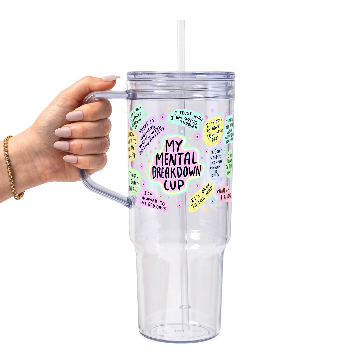 My Mental Breakdown Glass Cup, Mug & Tumbler with Lid and Straw