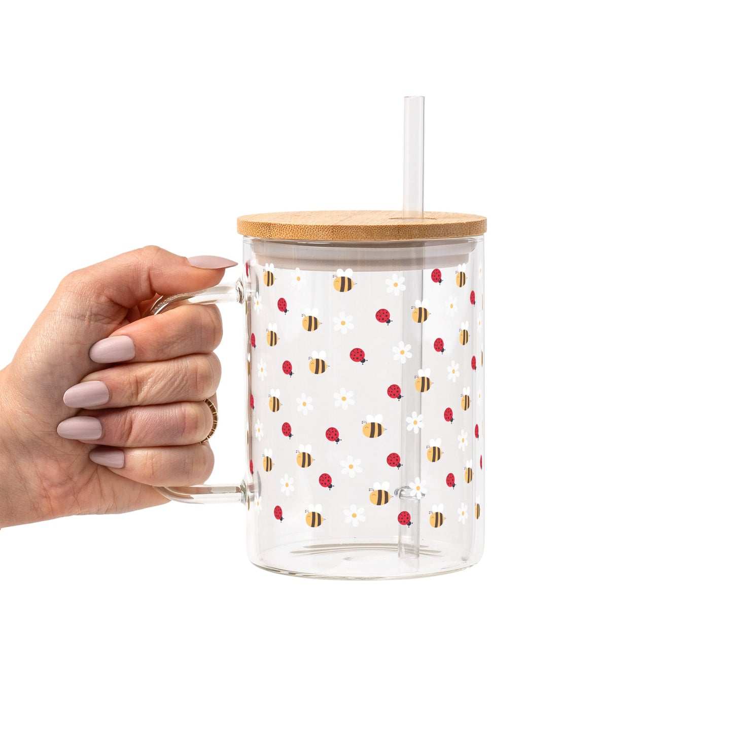 Spring 2025 Aesthetic Glass Cup, Mug & Tumbler with Lid and Straw