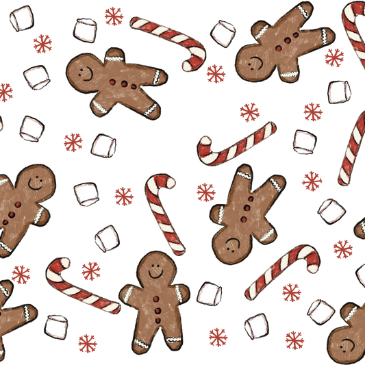 Christmas Gingerbread Candy Glass Cup, Mug & Tumbler with Lid and Straw
