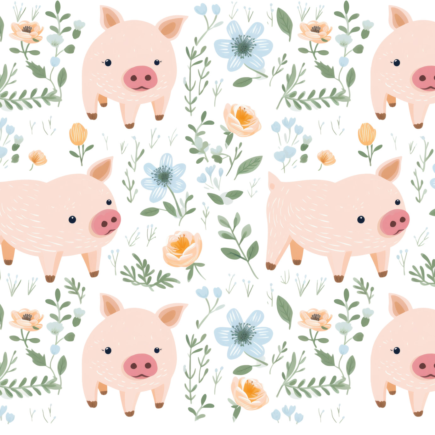 Piggies and Posies Glass Cup, Mug & Tumbler with Lid and Straw