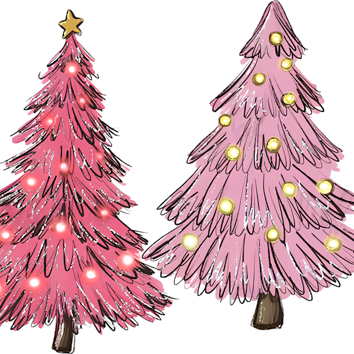 Pink Christmas Trees Glass Cup, Mug & Tumbler with Lid and Straw