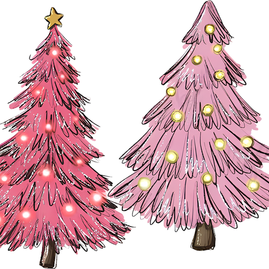 Pink Christmas Trees Glass Cup, Mug & Tumbler with Lid and Straw