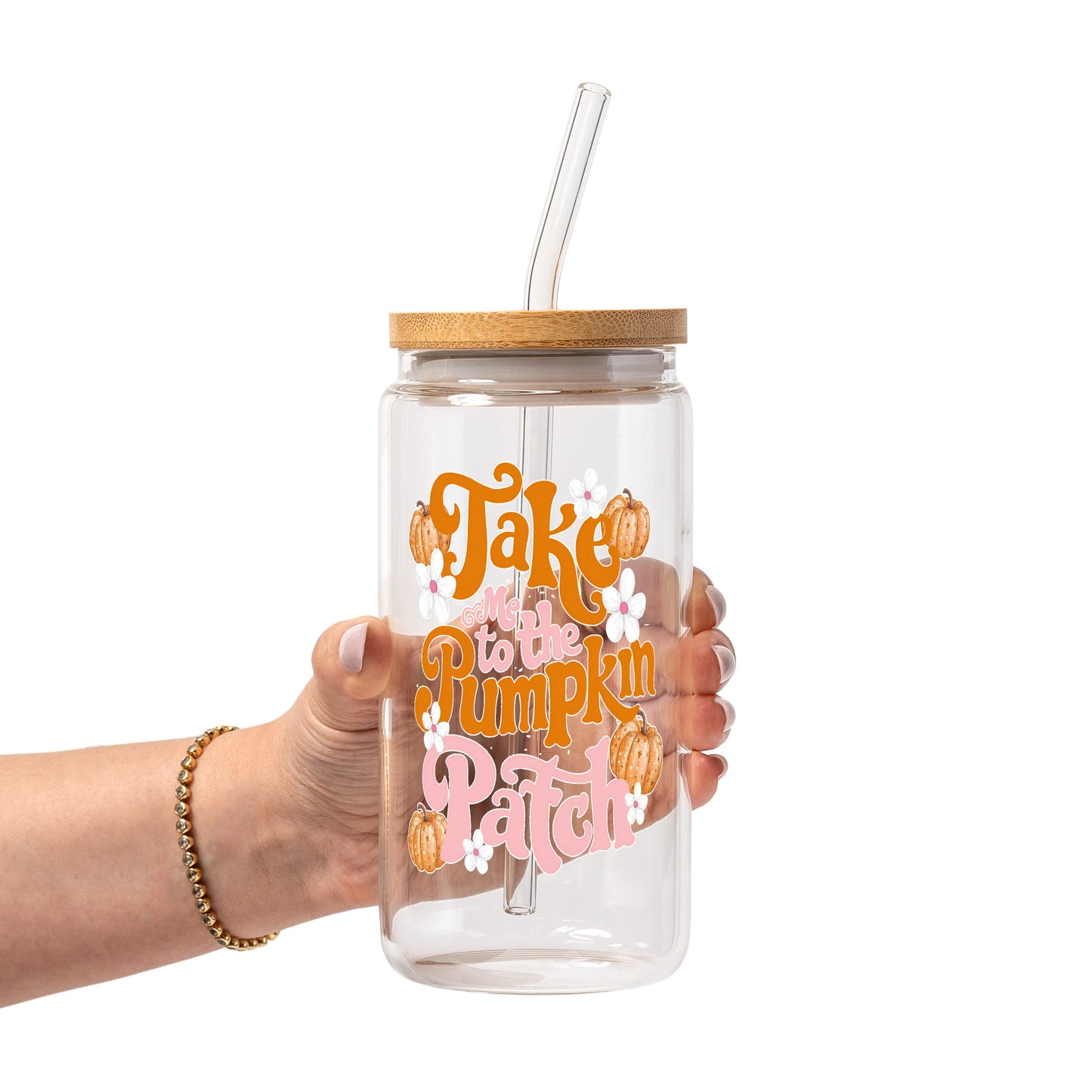 Pumpkin Spice Fall Glass Cup, Mug & Tumbler with Lid and Straw
