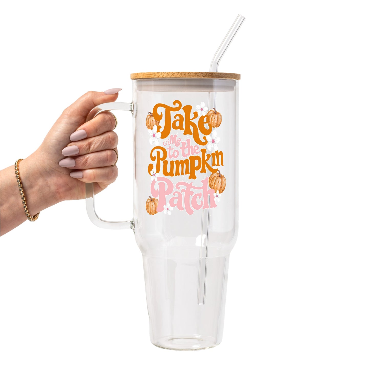 Pumpkin Spice Fall Glass Cup, Mug & Tumbler with Lid and Straw
