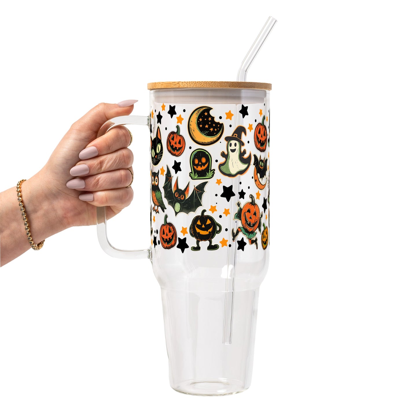 Retrocore Halloween Glass Cup, Mug & Tumbler with Lid and Straw