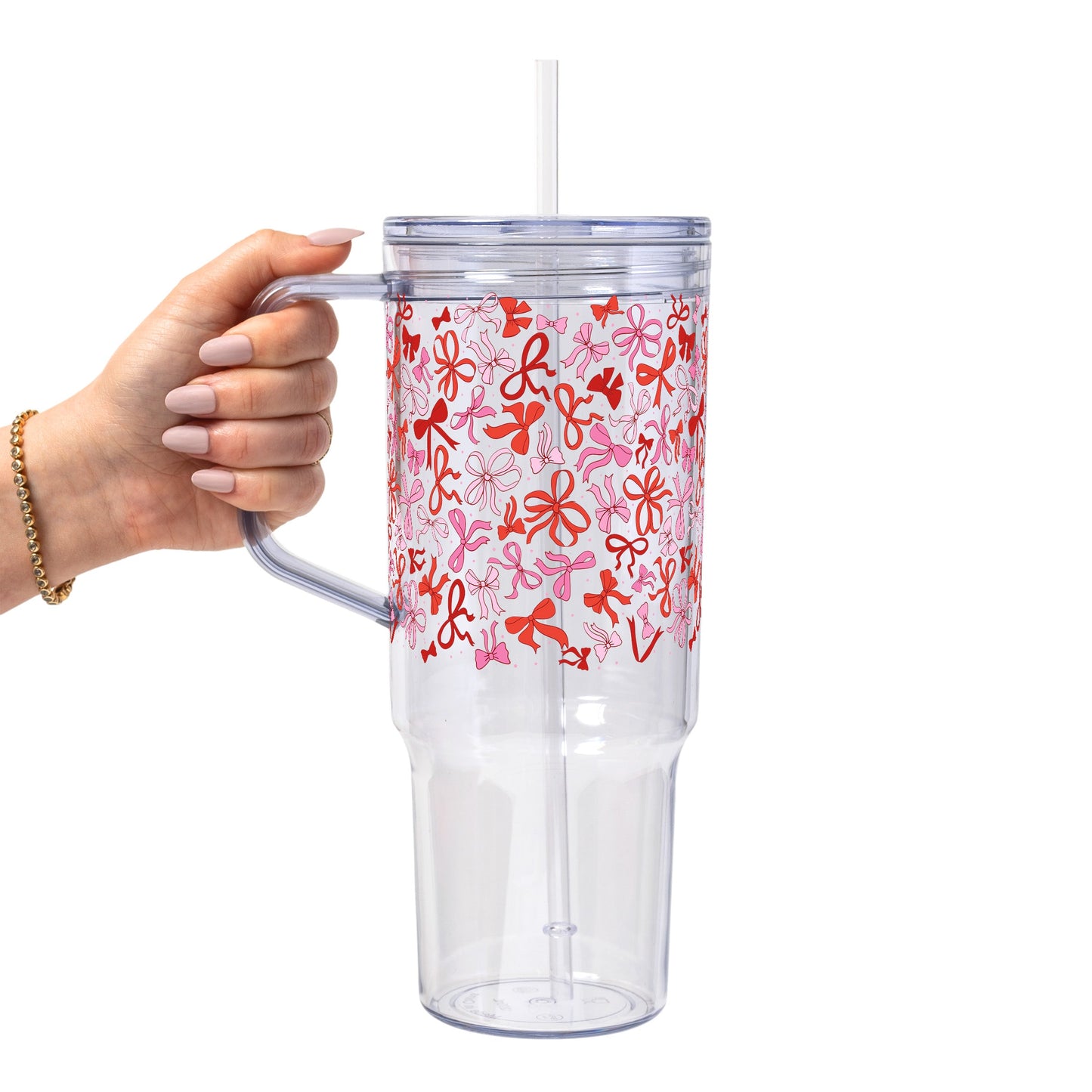Coquette Valentine Glass Cup, Mug & Tumbler with Lid and Straw