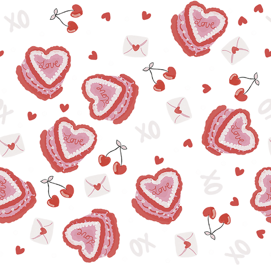 Valentine's Day Heart Cakes Glass Cup, Mug & Tumbler with Lid and Straw