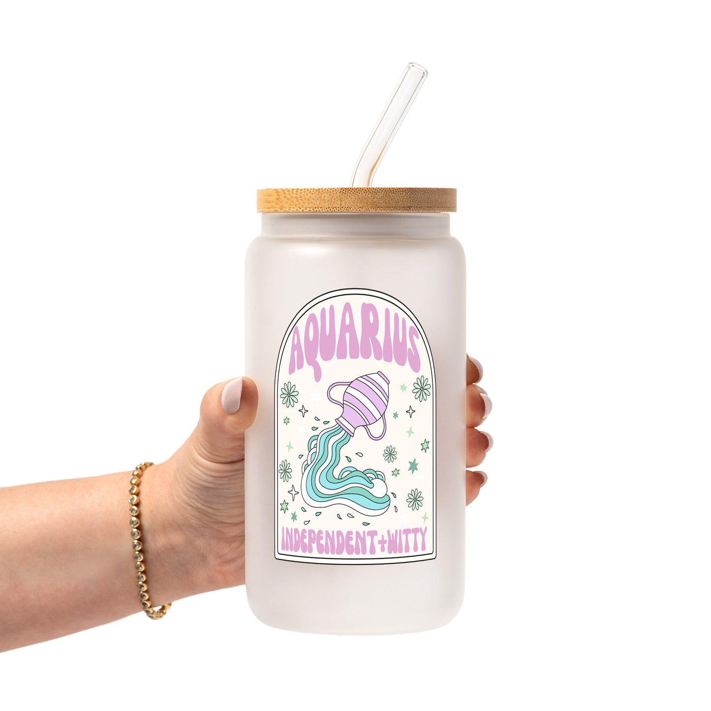 Zodiac Astrology Horoscope Glass Cup, Mug & Tumbler with Lid and Straw