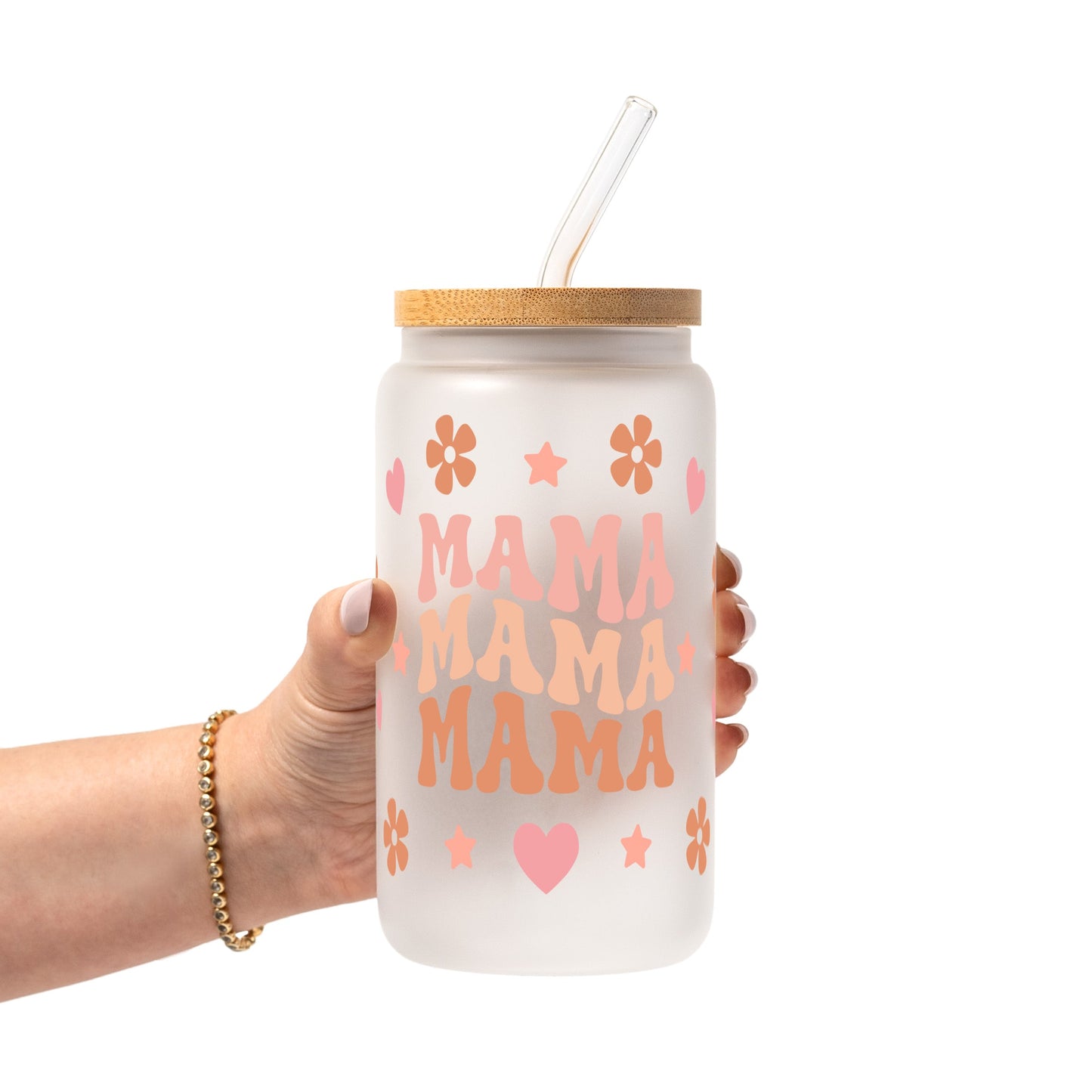 Mama Glass Cup, Mug & Tumbler with Lid and Straw