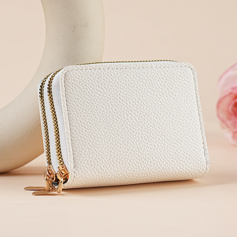 Women's PU Leather Clutch Wallet – Dual Zipper & Multiple Card Slots