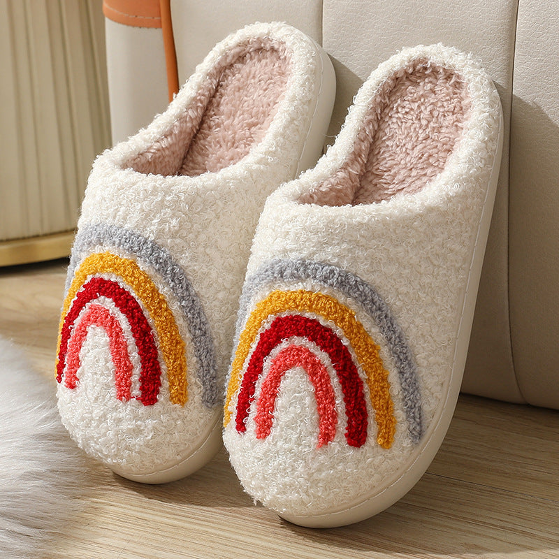 Women's Plush Embroidery Home Slippers | Suede Non-Slip Warm House Shoes