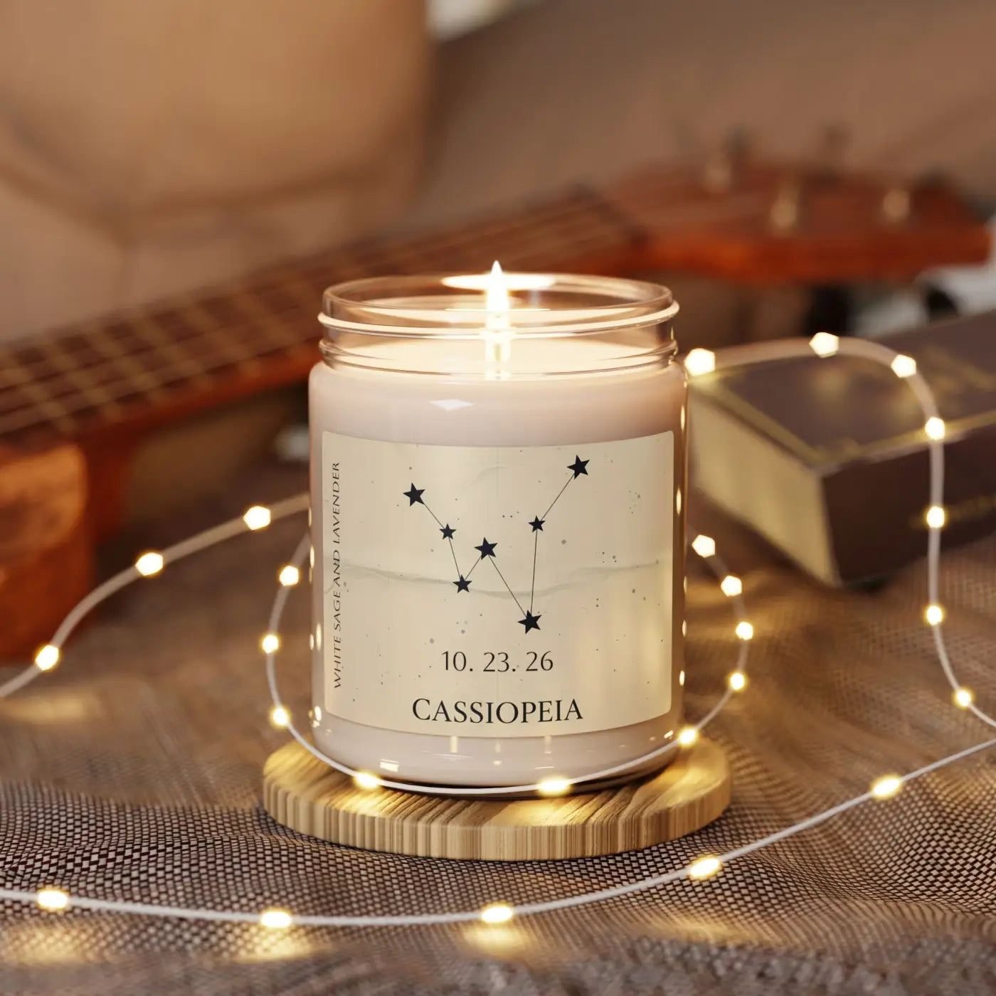 Personalized Cassiopeia Constellation Soy Candle - Dipaliz