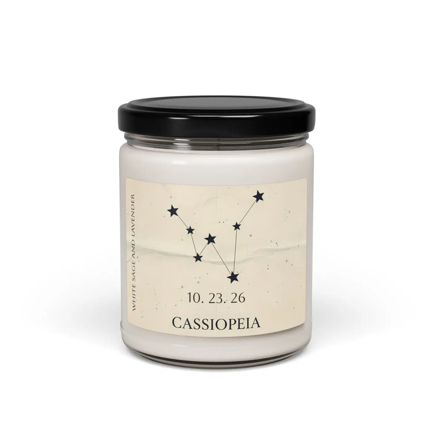 Personalized Cassiopeia Constellation Soy Candle - Dipaliz