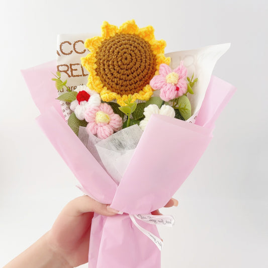 Sunflower Crochet Flower Bouquet Warm Decorative Gift Any Occasion