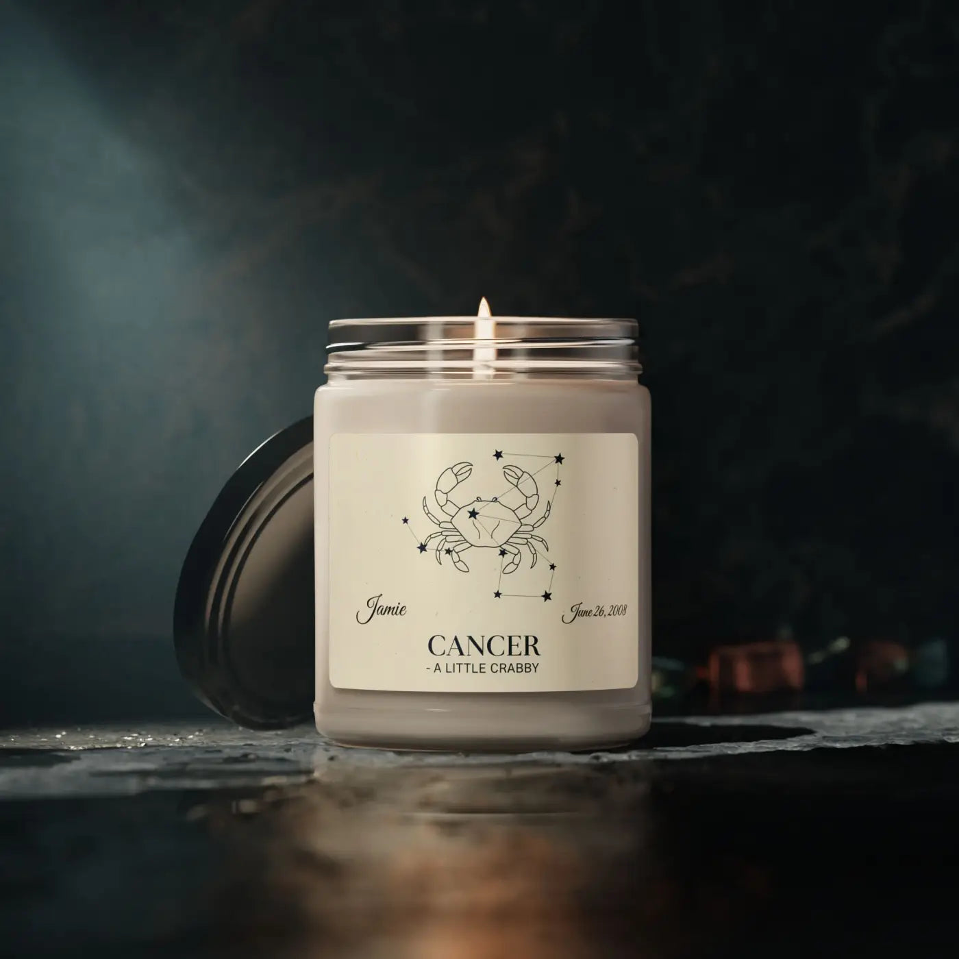 Personalized Cancer Zodiac Candle – Hand-poured Soy - Dipaliz