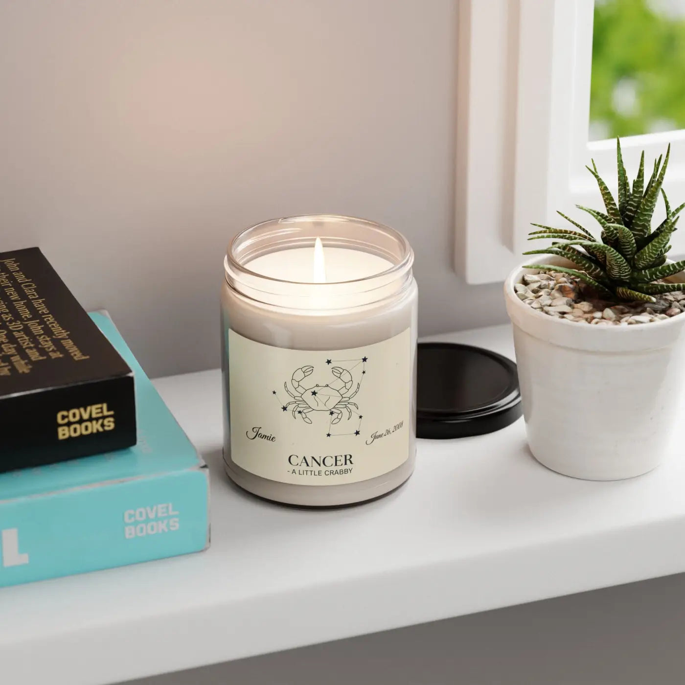 Personalized Cancer Zodiac Candle – Hand-poured Soy - Dipaliz