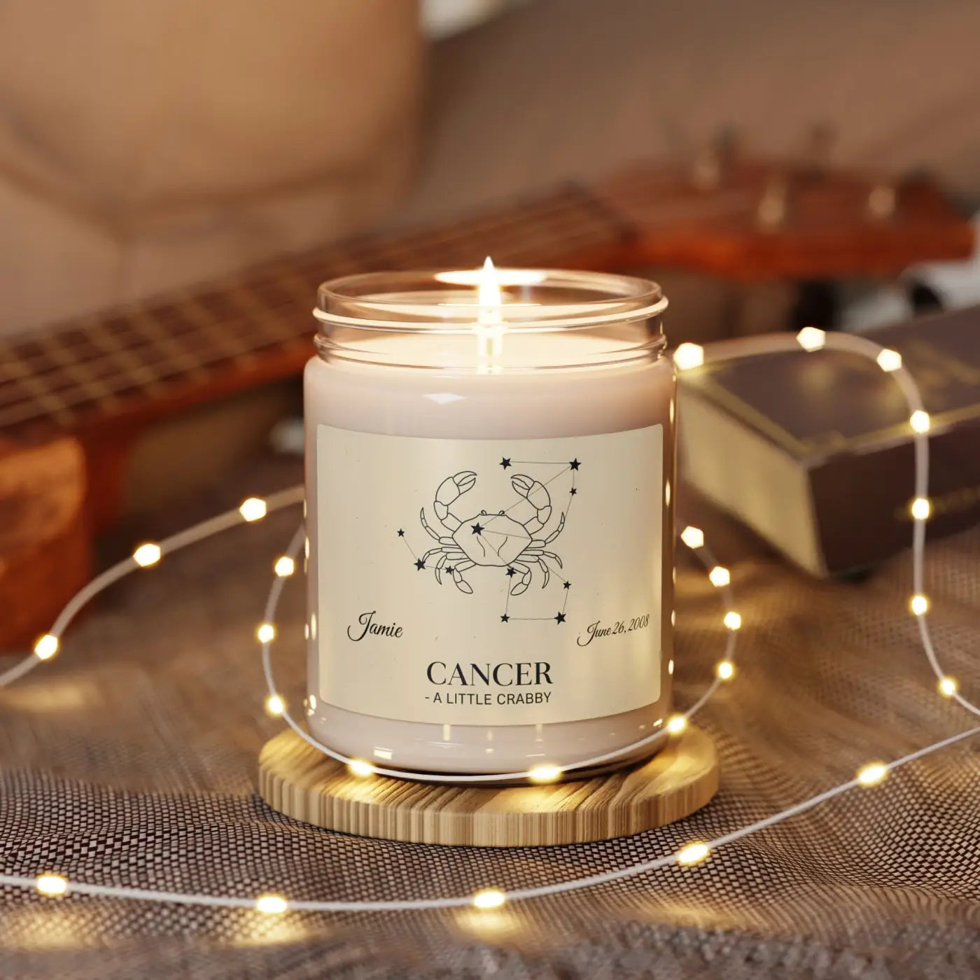 Personalized Cancer Zodiac Candle – Hand-poured Soy - Dipaliz