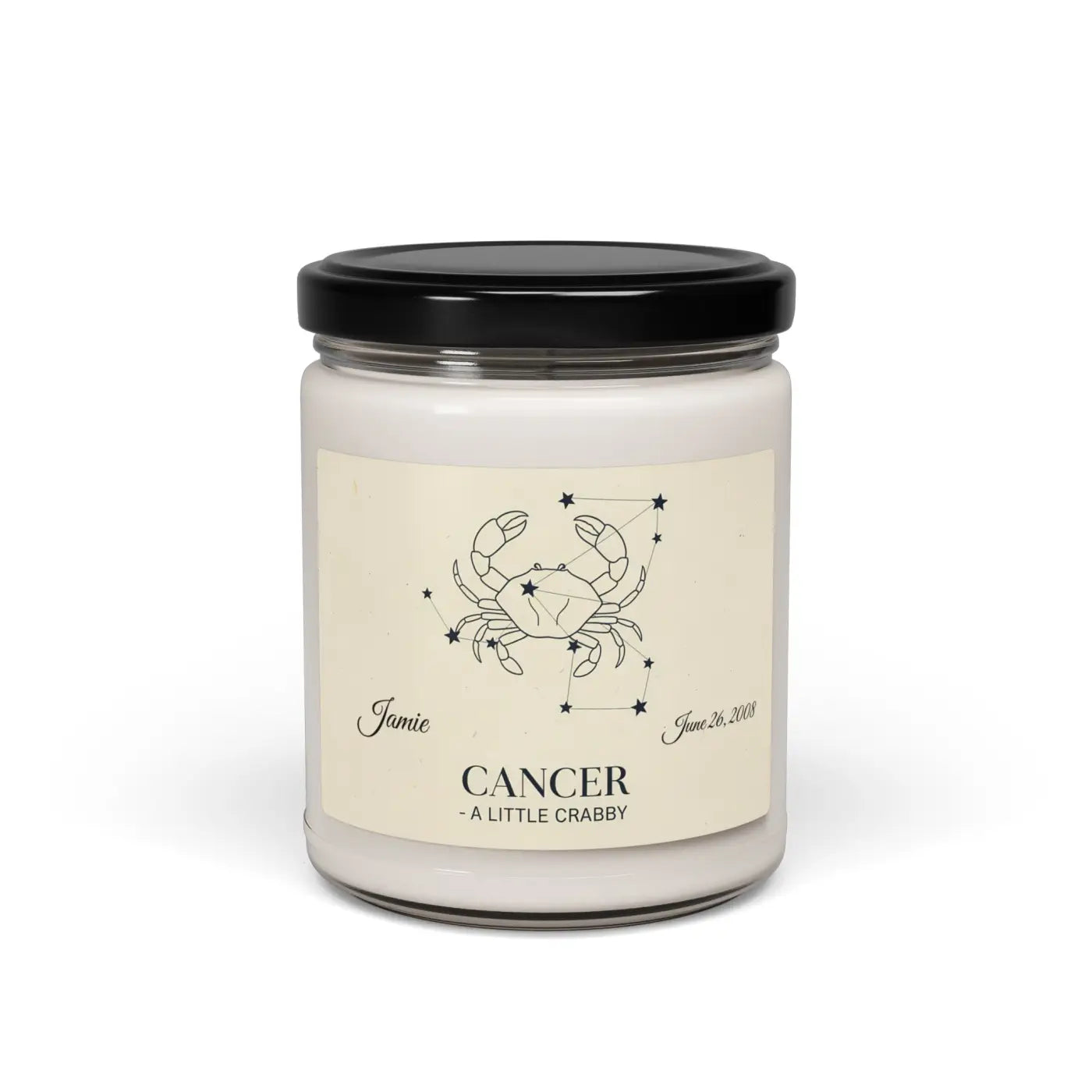 Personalized Cancer Zodiac Candle – Hand-poured Soy - Dipaliz