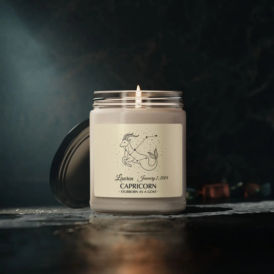 Custom Capricorn Zodiac Soy Candle Cinnamon - Dipaliz