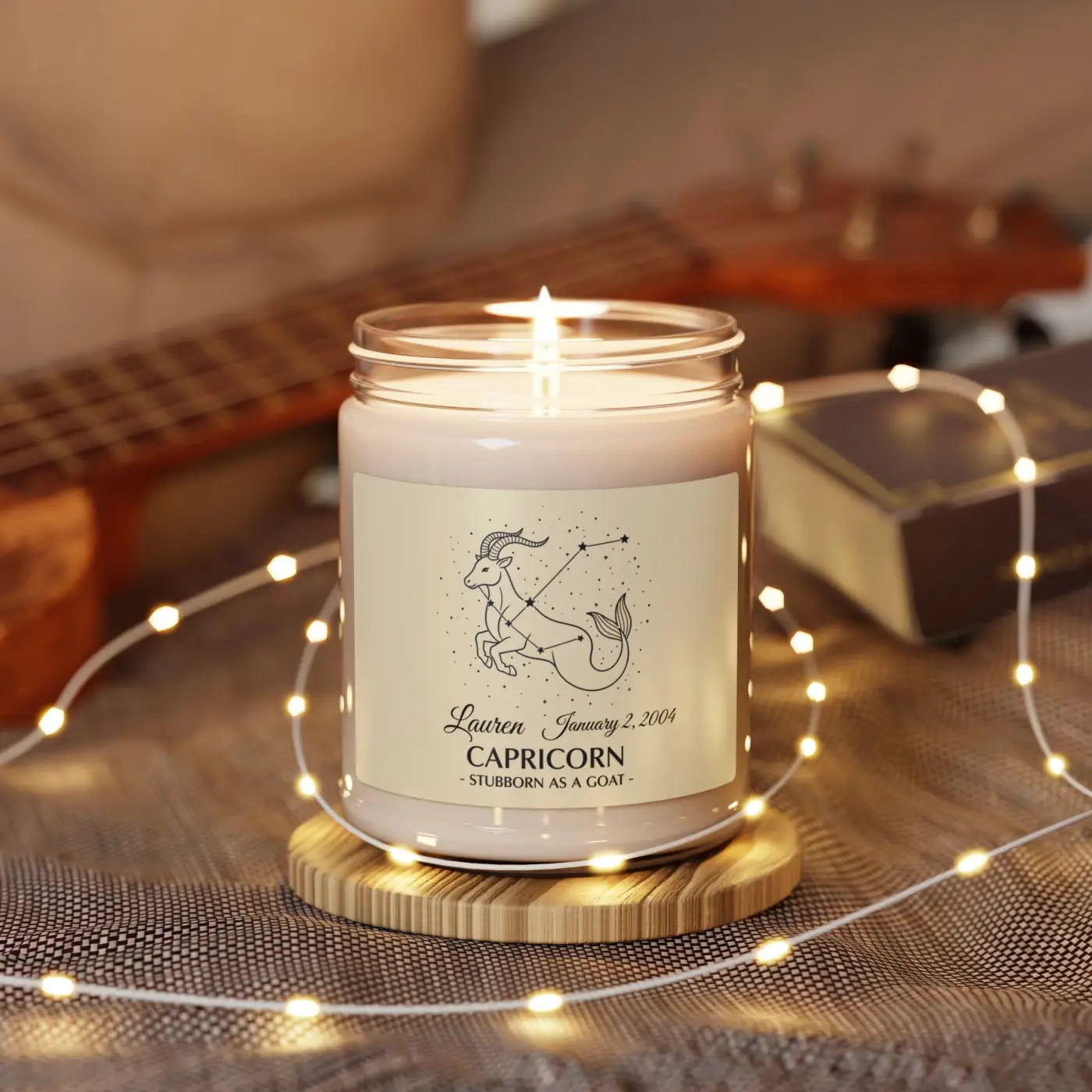 Custom Capricorn Zodiac Soy Candle Cinnamon - Dipaliz