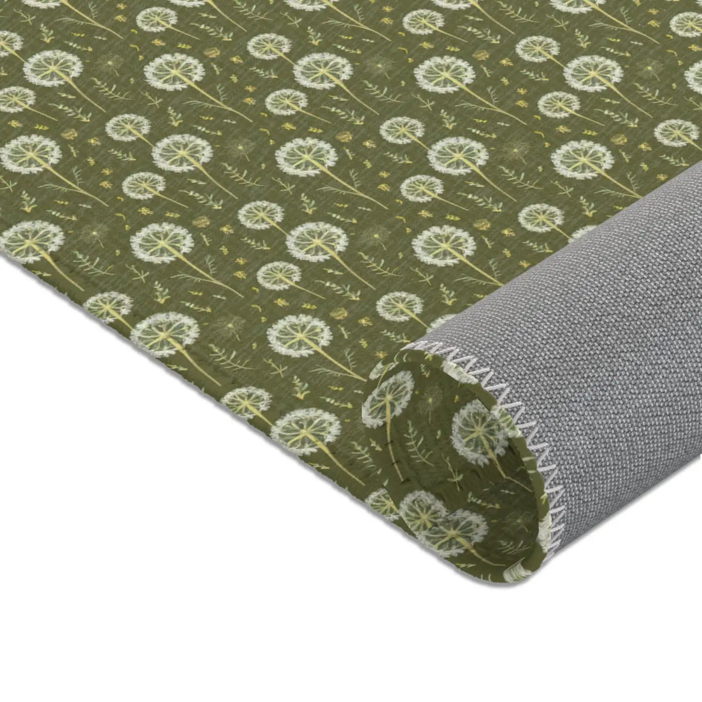 Green Dandelions Rug – Polyester Chenille - Dipaliz
