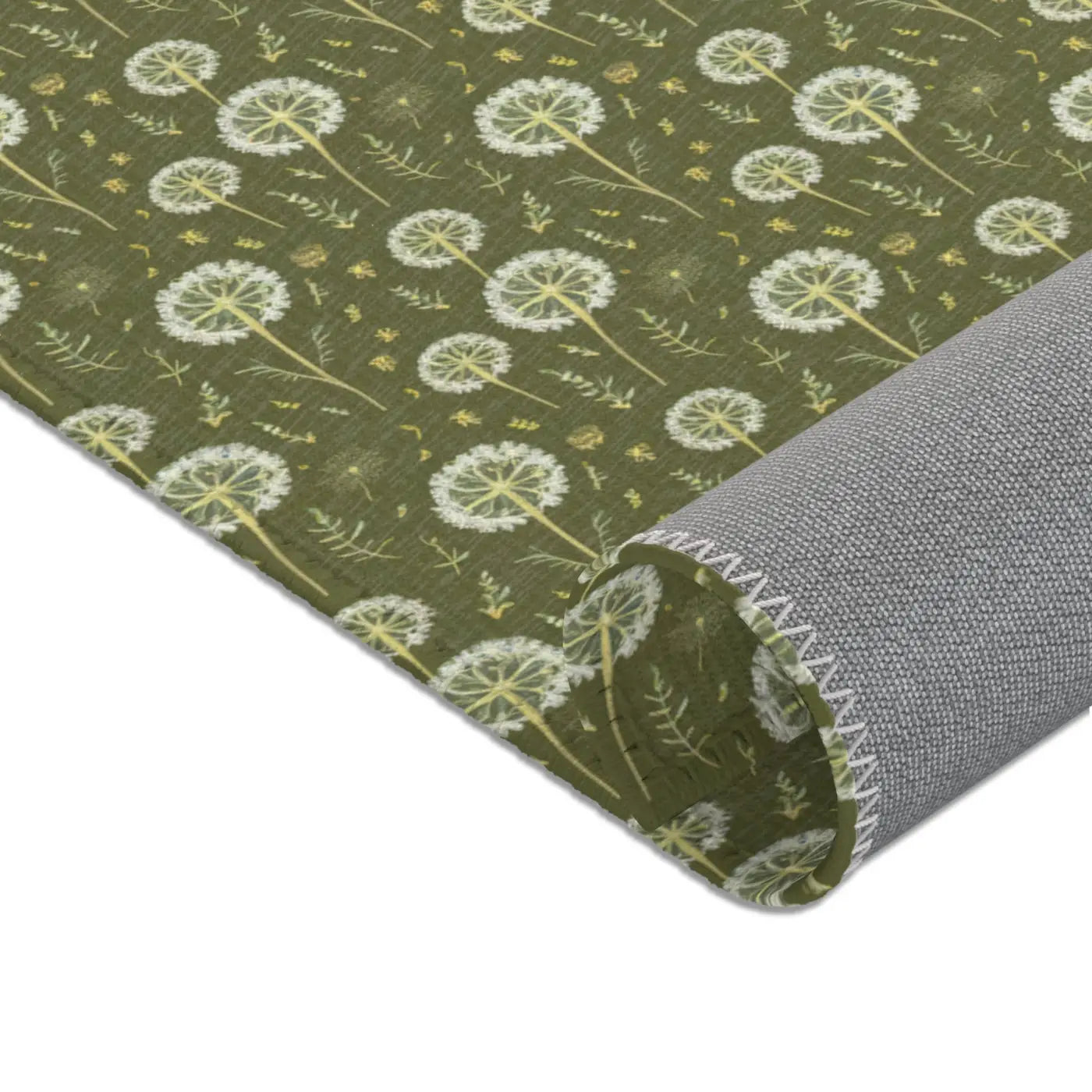 Green Dandelions Rug – Polyester Chenille - Dipaliz