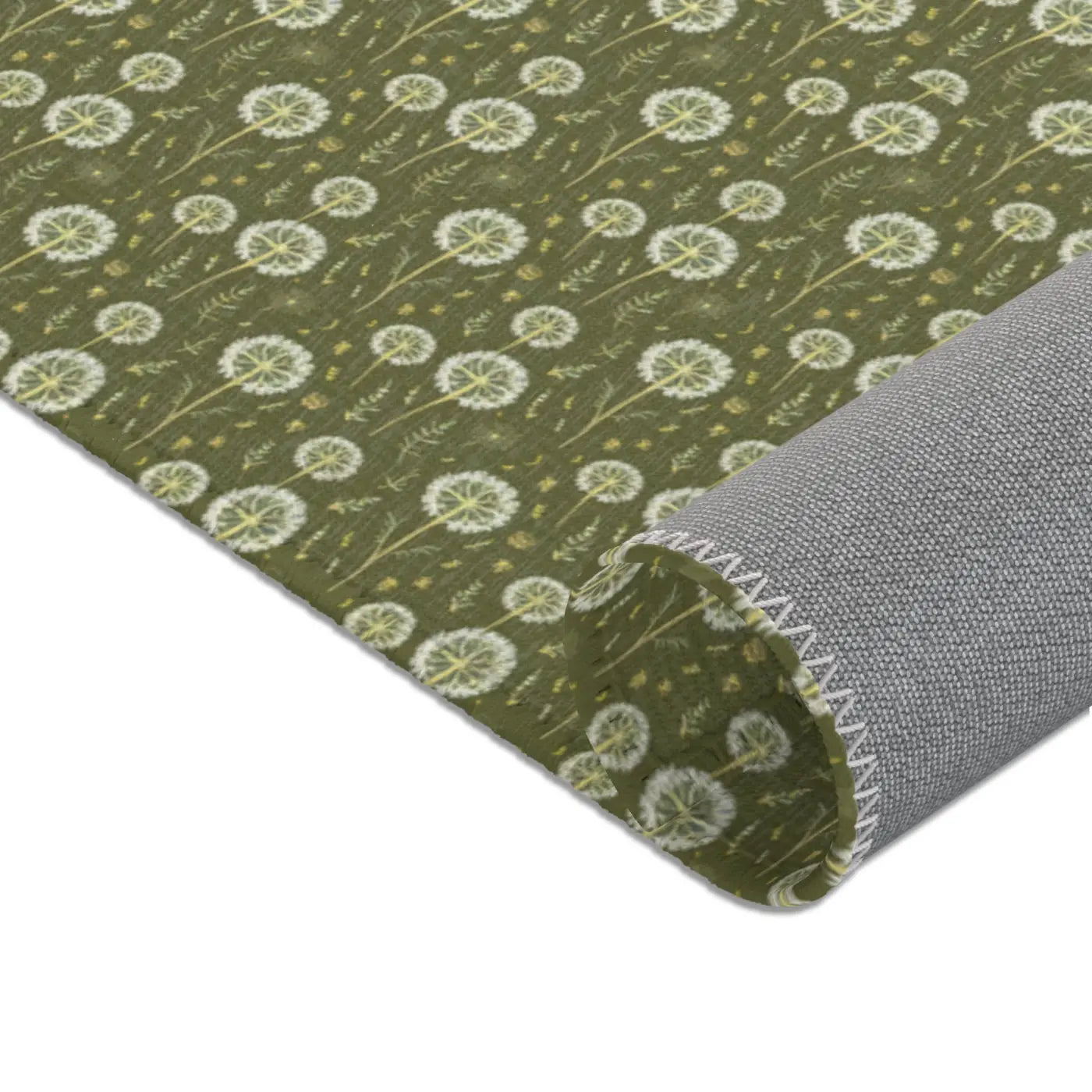 Green Dandelions Rug – Polyester Chenille - Dipaliz