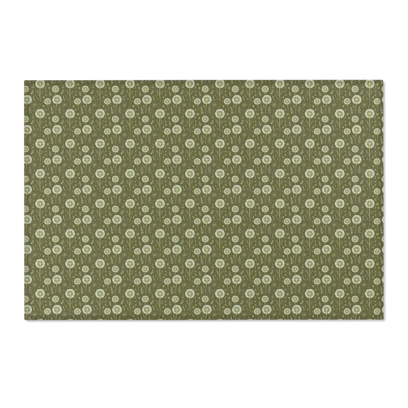 Green Dandelions Rug – Polyester Chenille - Dipaliz