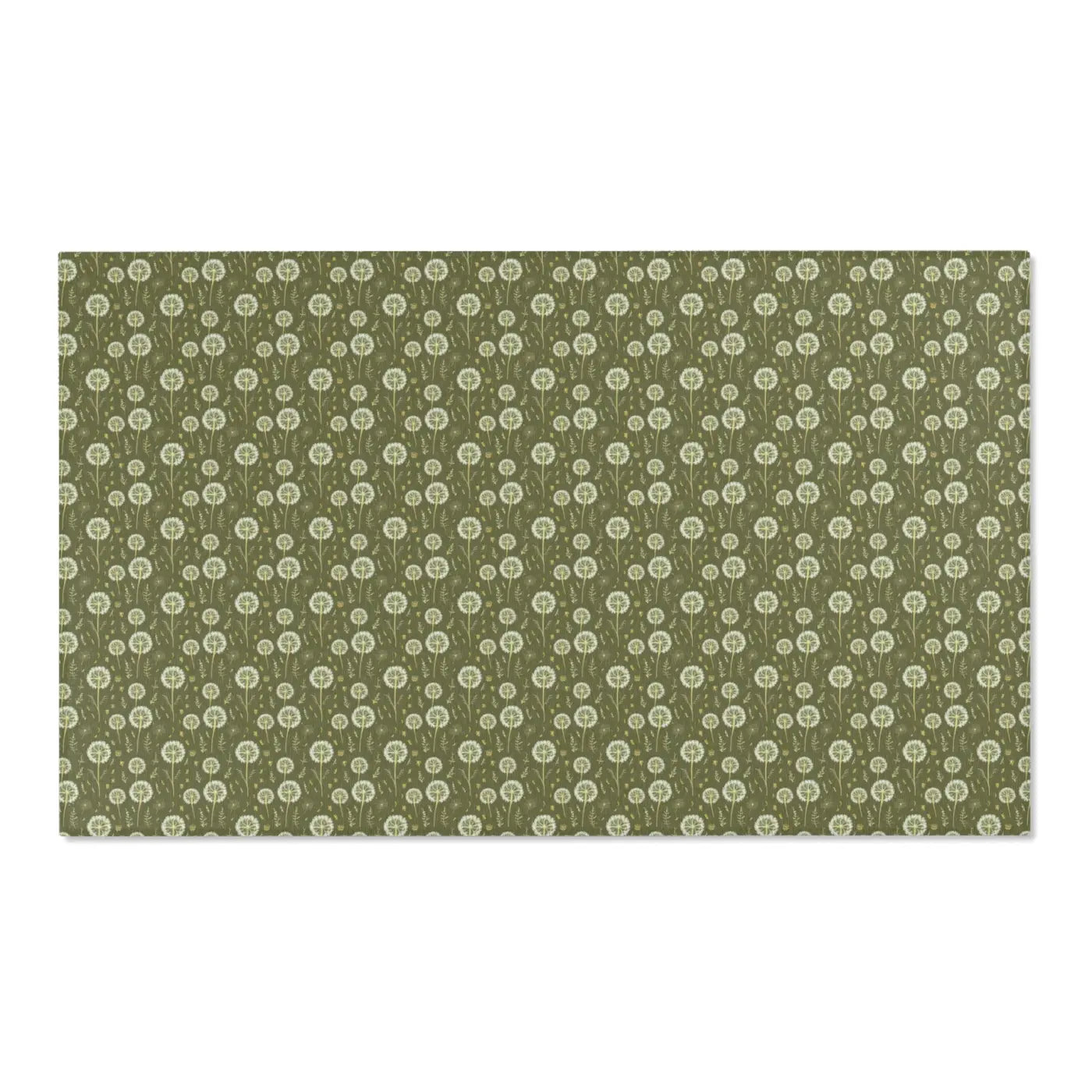 Green Dandelions Rug – Polyester Chenille - Dipaliz