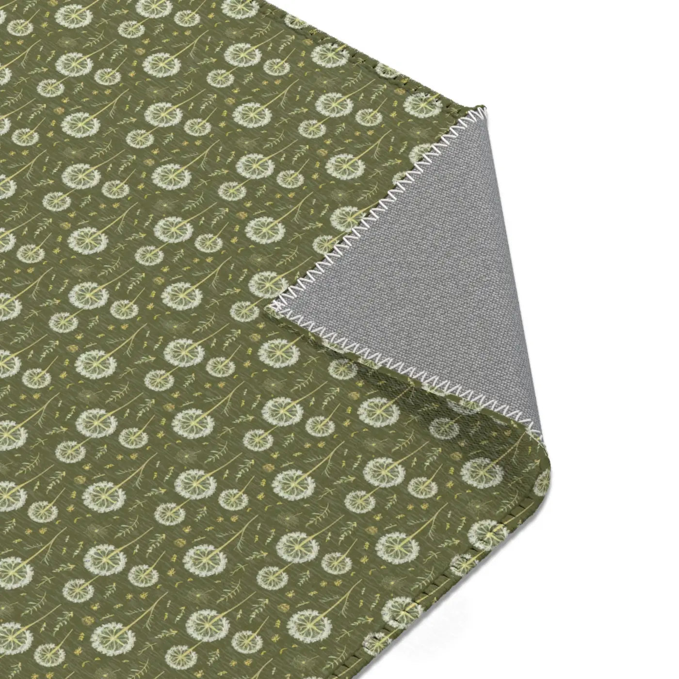Green Dandelions Rug – Polyester Chenille - Dipaliz